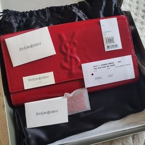 YSL Dark Red Patent Clutch Like New!